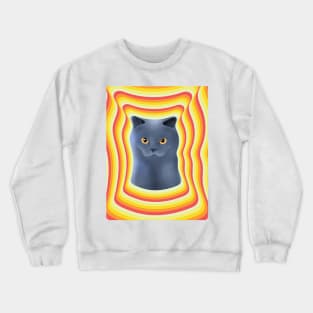 chartreux cat with firey background Crewneck Sweatshirt